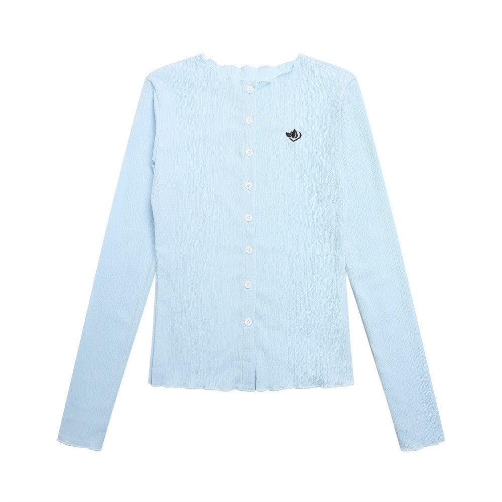 Aquavra Embroidered Crop Jacket – Lightweight Button-Up Travel Cardigan