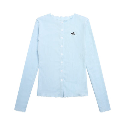 Aquavra Embroidered Crop Jacket – Lightweight Button-Up Travel Cardigan