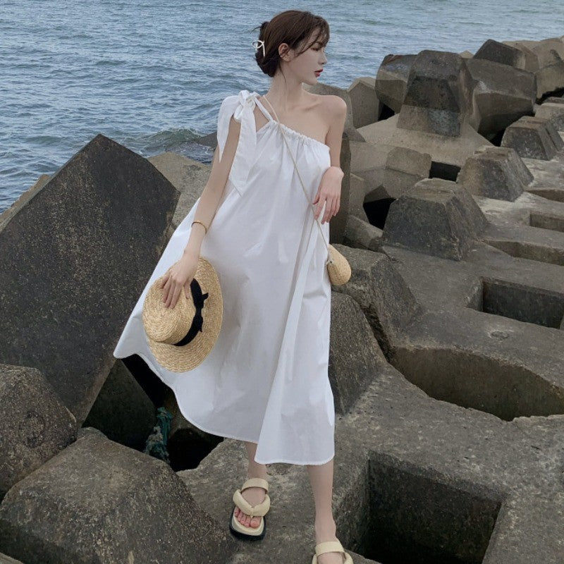 Aquavra Seaside Off-Shoulder Travel Dress – Effortless Elegance for Beach & Getaways