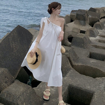 Aquavra Seaside Off-Shoulder Travel Dress – Effortless Elegance for Beach & Getaways