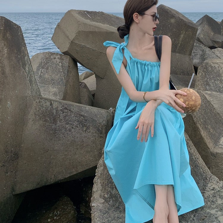 Aquavra Seaside Off-Shoulder Travel Dress – Effortless Elegance for Beach & Getaways