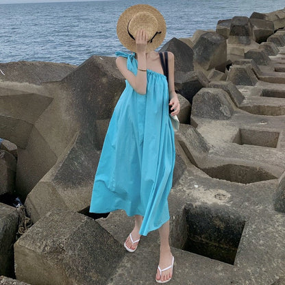 Aquavra Seaside Off-Shoulder Travel Dress – Effortless Elegance for Beach & Getaways