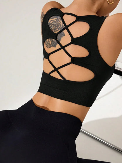 Aquavra Crisscross Cropped Active Tank – Sculpting Stretch & Performance Comfort