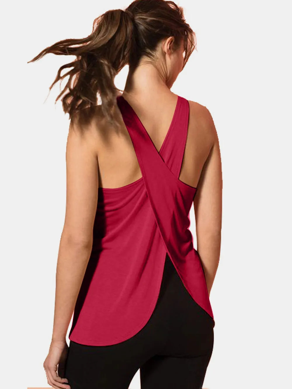 Aquavra Crisscross Scoop Neck Active Tank – Sculpting, Sporty & Travel-Ready