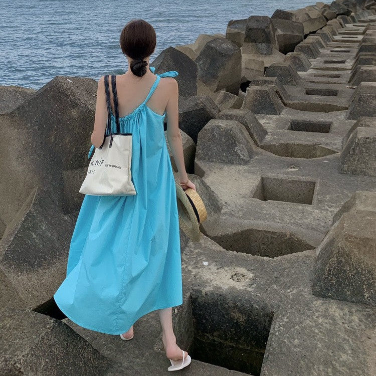 Aquavra Seaside Off-Shoulder Travel Dress – Effortless Elegance for Beach & Getaways