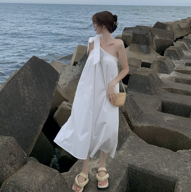 Aquavra Seaside Off-Shoulder Travel Dress – Effortless Elegance for Beach & Getaways