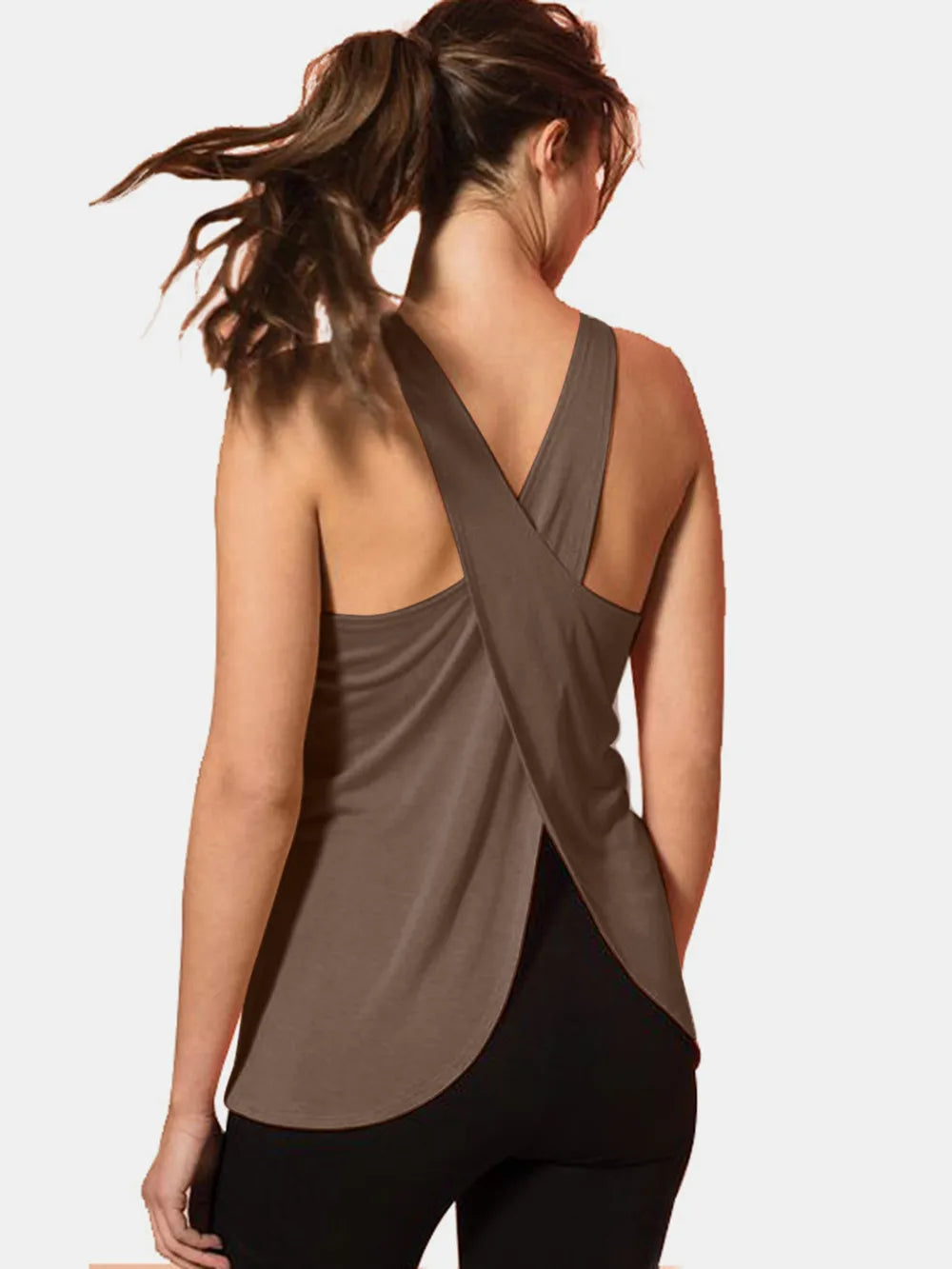 Aquavra Crisscross Scoop Neck Active Tank – Sculpting, Sporty & Travel-Ready